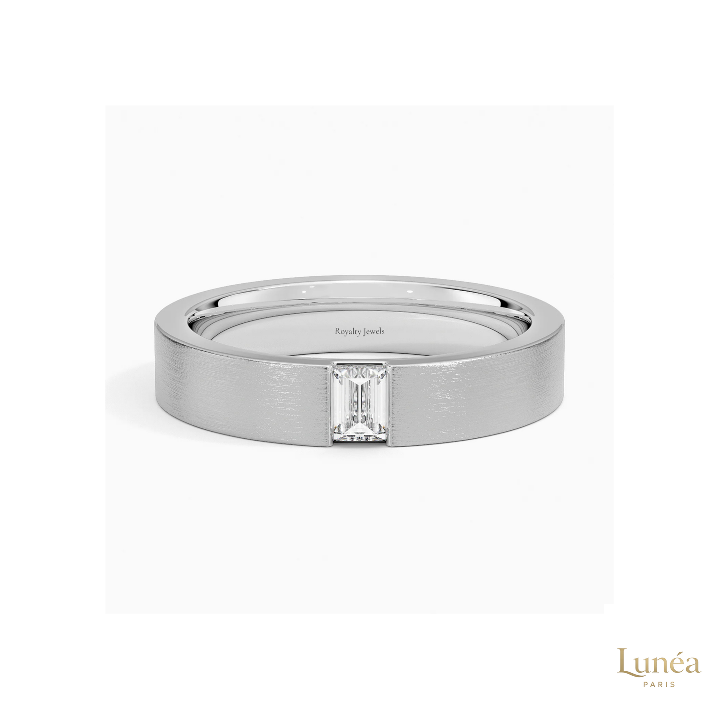 Emerald-Cut Lab Diamond Men's Wedding Band | Lab Grown | 14K Gold & Platinum