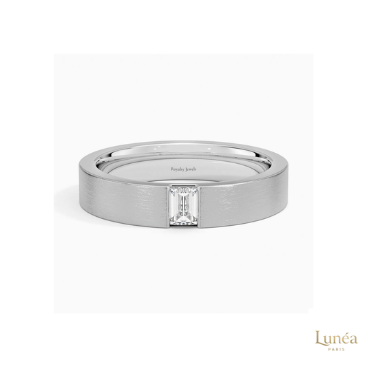 Emerald-Cut Lab Diamond Men's Wedding Band | Lab Grown | 14K Gold & Platinum