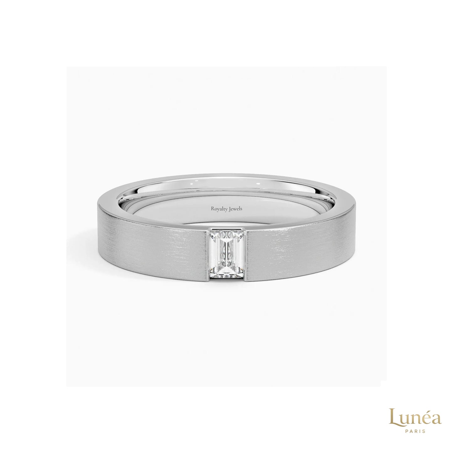 Emerald-Cut Lab Diamond Men's Wedding Band | Lab Grown | 14K Gold & Platinum