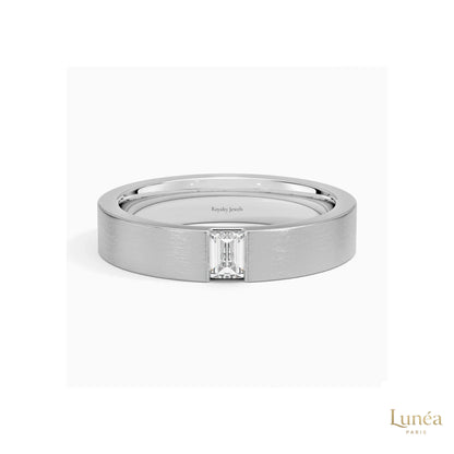 Emerald-Cut Lab Diamond Men's Wedding Band | Lab Grown | 14K Gold & Platinum