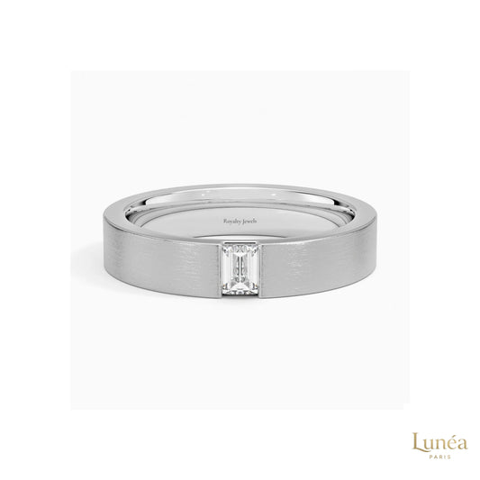 Emerald-Cut Lab Diamond Men's Wedding Band | Lab Grown | 14K Gold & Platinum