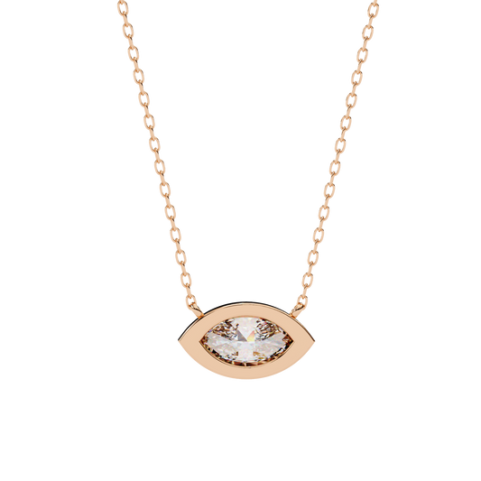 0.7 CT Marquise Lab-Grown Diamond Bezel Pendant Necklace in 14K Gold & Platinum