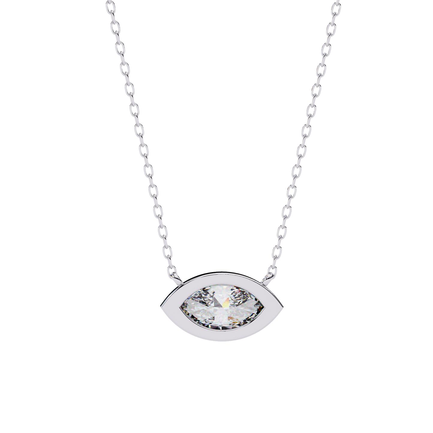 0.7 CT Marquise Lab-Grown Diamond Bezel Pendant Necklace in 14K Gold & Platinum