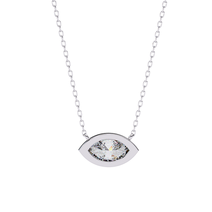 0.7 CT Marquise Lab-Grown Diamond Bezel Pendant Necklace in 14K Gold & Platinum