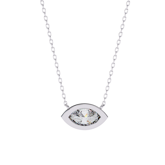 0.7 CT Marquise Lab-Grown Diamond Bezel Pendant Necklace in 14K Gold & Platinum