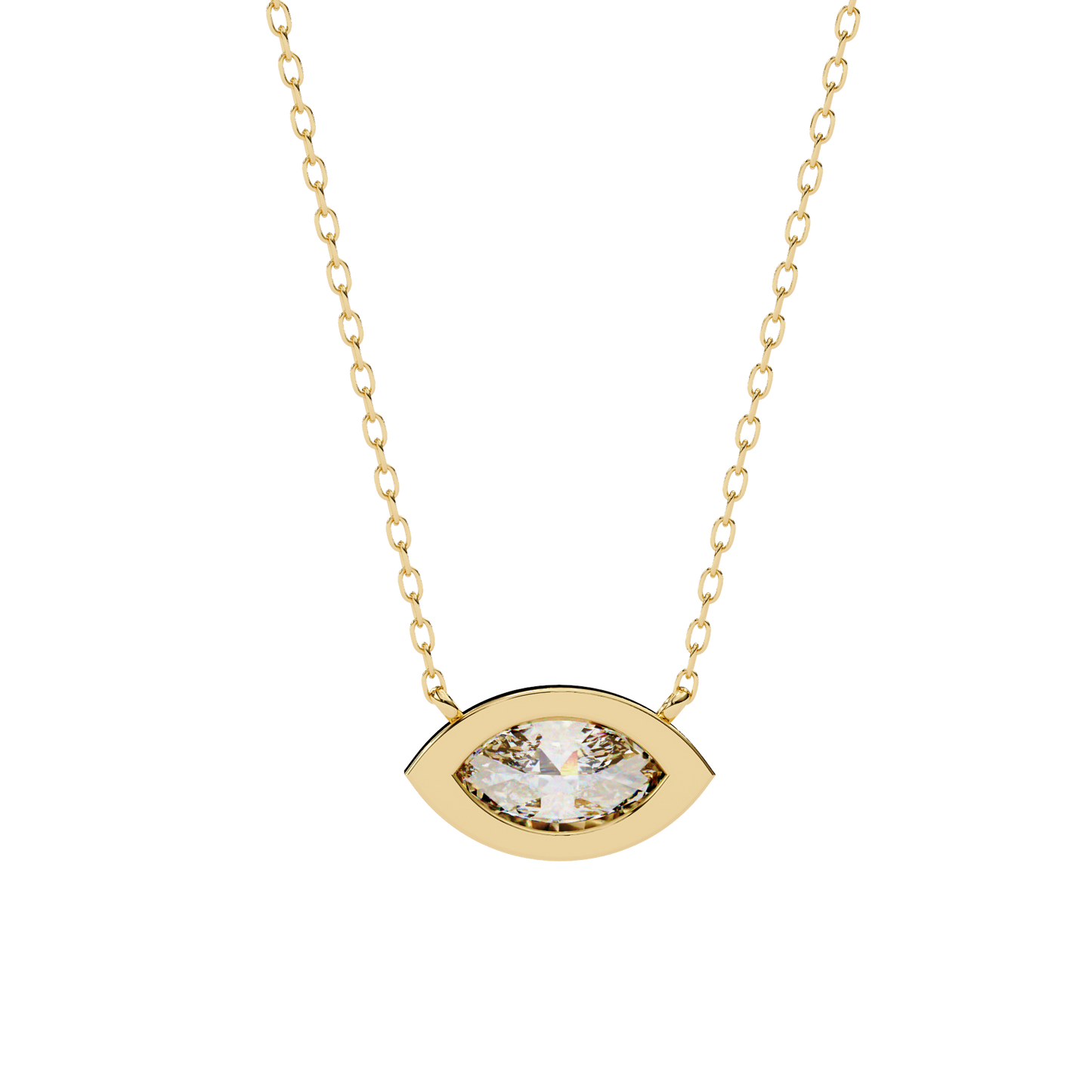 0.7 CT Marquise Lab-Grown Diamond Bezel Pendant Necklace in 14K Gold & Platinum