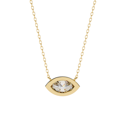 0.7 CT Marquise Lab-Grown Diamond Bezel Pendant Necklace in 14K Gold & Platinum