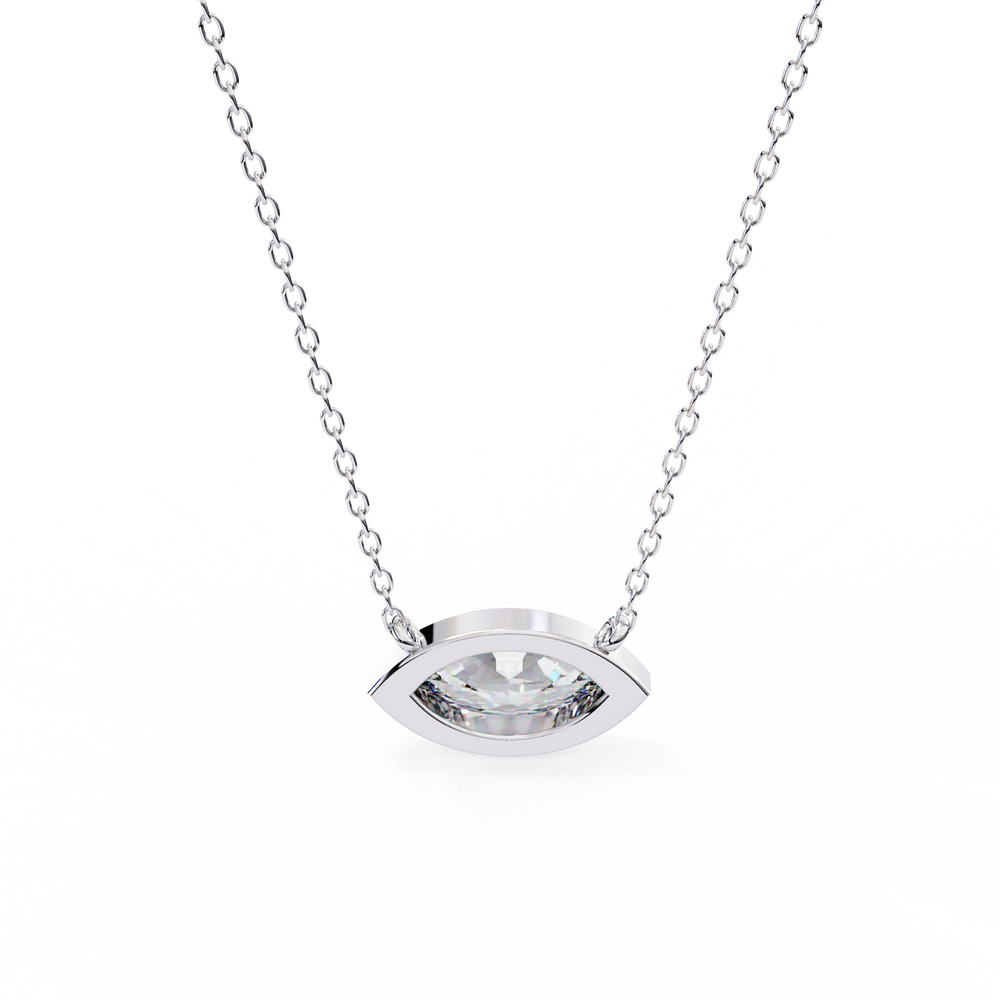 0.7 CT Marquise Lab-Grown Diamond Bezel Pendant Necklace in 14K Gold & Platinum