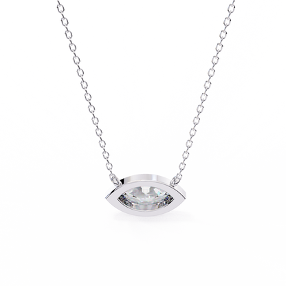 0.7 CT Marquise Lab-Grown Diamond Bezel Pendant Necklace in 14K Gold & Platinum