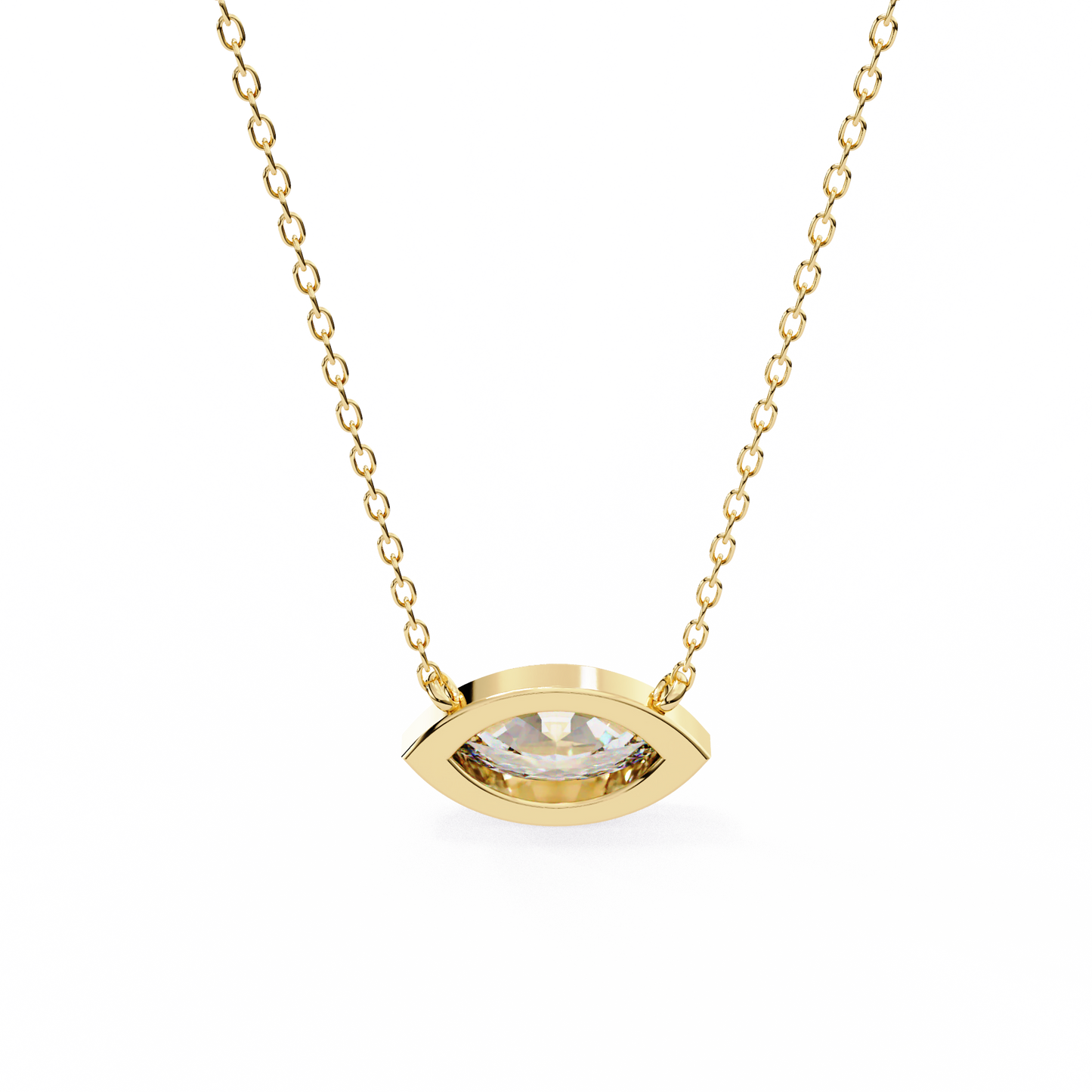 0.7 CT Marquise Lab-Grown Diamond Bezel Pendant Necklace in 14K Gold & Platinum