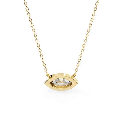 0.7 CT Marquise Lab-Grown Diamond Bezel Pendant Necklace in 14K Gold & Platinum
