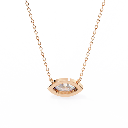 0.7 CT Marquise Lab-Grown Diamond Bezel Pendant Necklace in 14K Gold & Platinum
