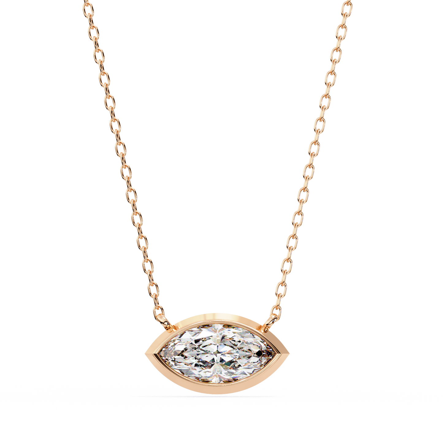 0.7 CT Marquise Lab-Grown Diamond Bezel Pendant Necklace in 14K Gold & Platinum