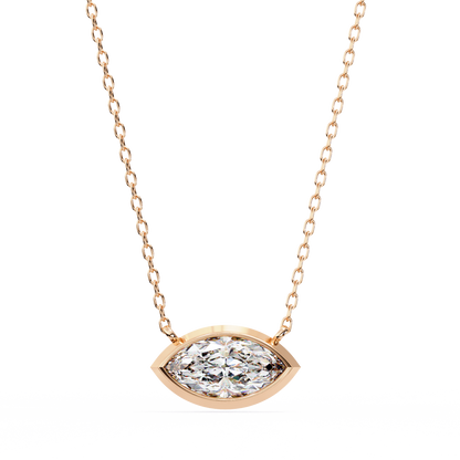 0.7 CT Marquise Lab-Grown Diamond Bezel Pendant Necklace in 14K Gold & Platinum