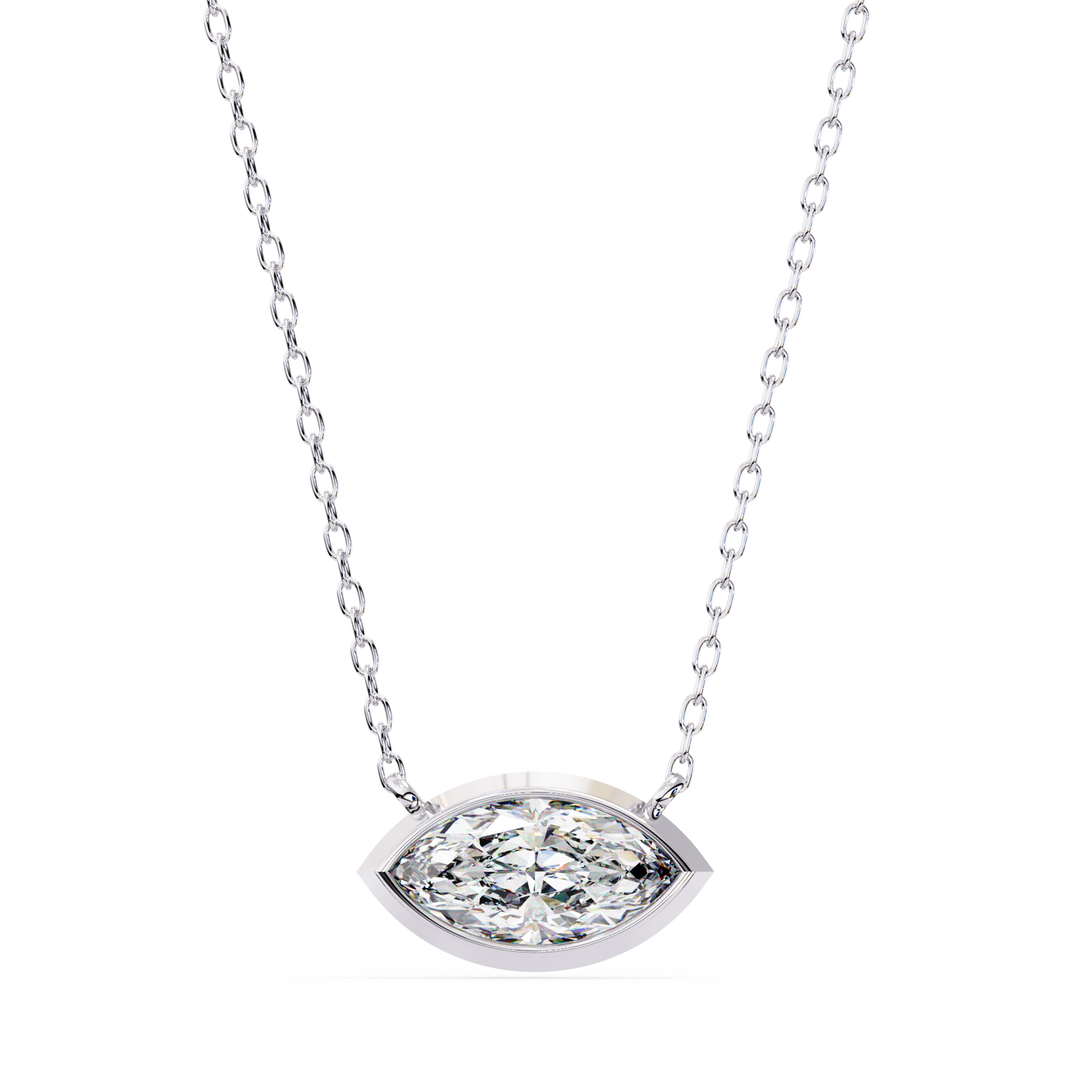 0.7 CT Marquise Lab-Grown Diamond Bezel Pendant Necklace in 14K Gold & Platinum
