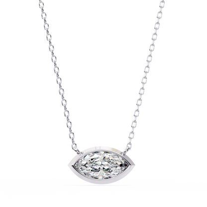 0.7 CT Marquise Lab-Grown Diamond Bezel Pendant Necklace in 14K Gold & Platinum