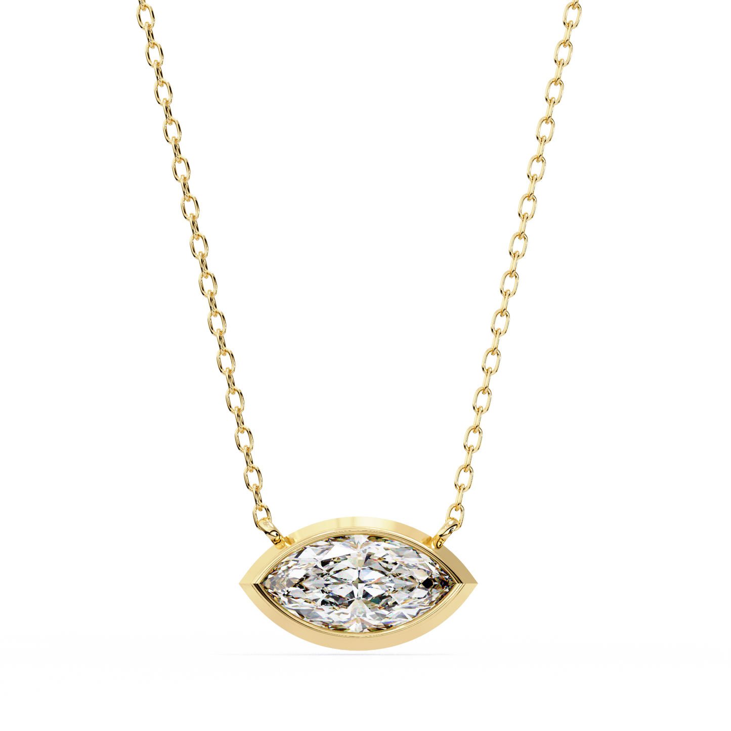 0.7 CT Marquise Lab-Grown Diamond Bezel Pendant Necklace in 14K Gold & Platinum