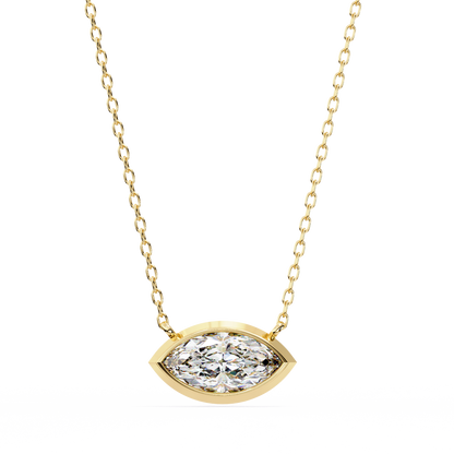 0.7 CT Marquise Lab-Grown Diamond Bezel Pendant Necklace in 14K Gold & Platinum