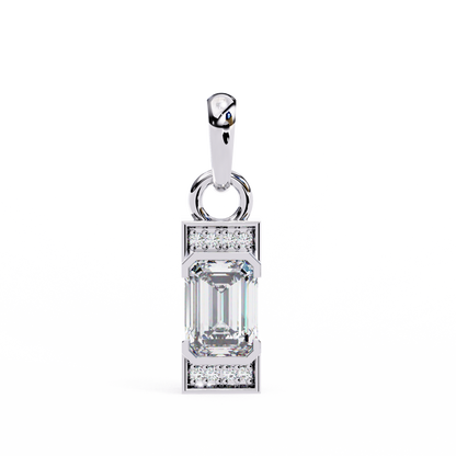 1.10 CTW Emerald-Cut Bar Lab-Grown Diamond Pendant Necklace in 14K Gold & Platinum
