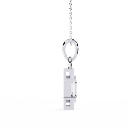 1.10 CTW Emerald-Cut Bar Lab-Grown Diamond Pendant Necklace in 14K Gold & Platinum