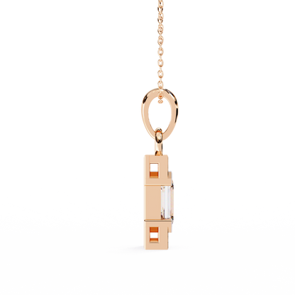 1.10 CTW Emerald-Cut Bar Lab-Grown Diamond Pendant Necklace in 14K Gold & Platinum