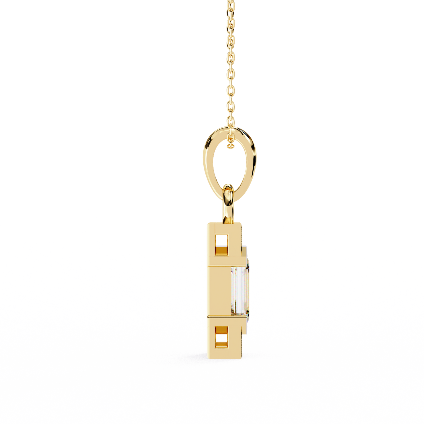 1.10 CTW Emerald-Cut Bar Lab-Grown Diamond Pendant Necklace in 14K Gold & Platinum