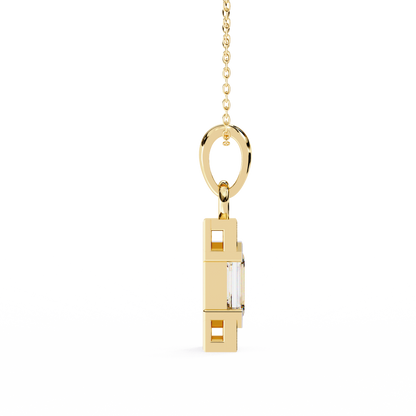 1.10 CTW Emerald-Cut Bar Lab-Grown Diamond Pendant Necklace in 14K Gold & Platinum