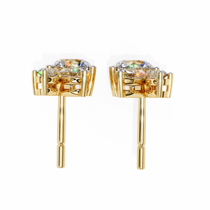 1.43 CTW Round & Marquise Lab-Grown Diamond Botanical Cluster Stud Earrings in 14K Gold
