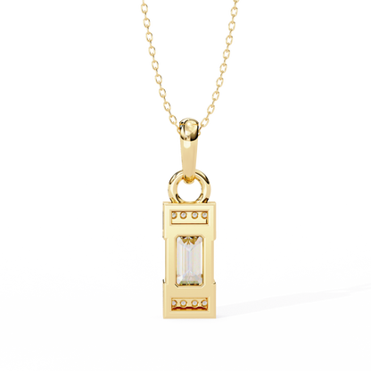 1.10 CTW Emerald-Cut Bar Lab-Grown Diamond Pendant Necklace in 14K Gold & Platinum