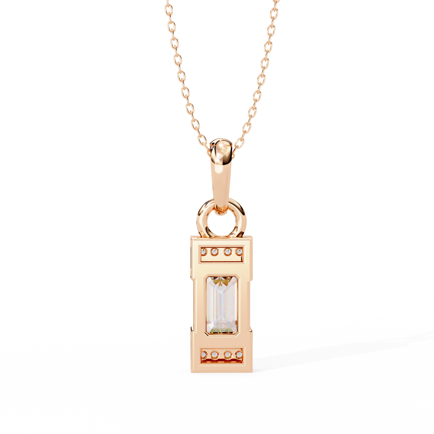 1.10 CTW Emerald-Cut Bar Lab-Grown Diamond Pendant Necklace in 14K Gold & Platinum