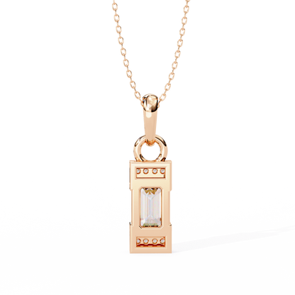 1.10 CTW Emerald-Cut Bar Lab-Grown Diamond Pendant Necklace in 14K Gold & Platinum