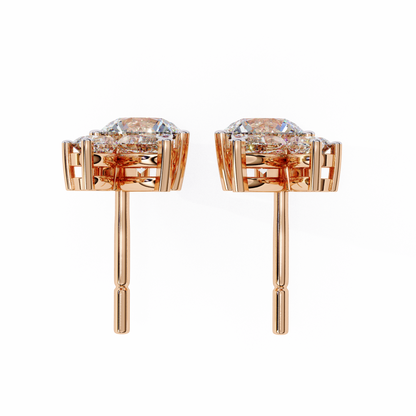 1.43 CTW Round & Marquise Lab-Grown Diamond Botanical Cluster Stud Earrings in 14K Gold