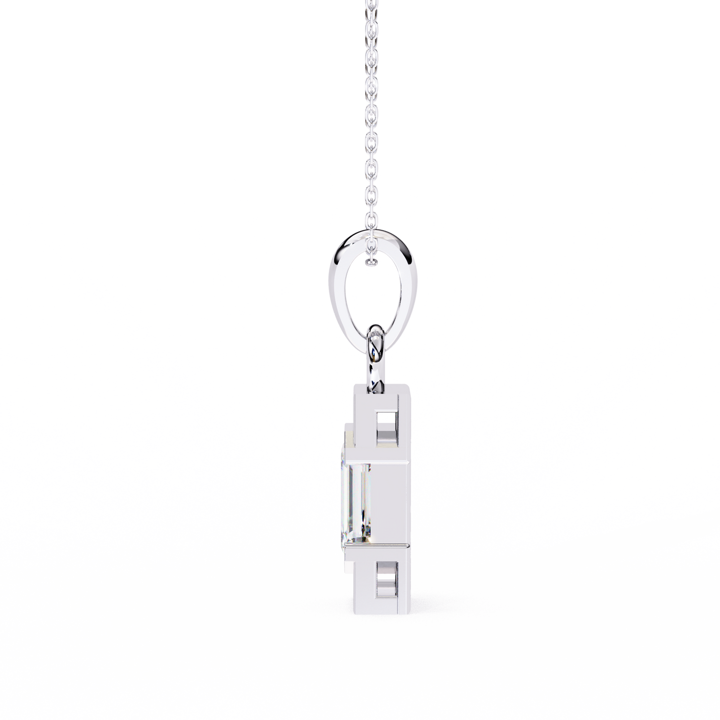 1.10 CTW Emerald-Cut Bar Lab-Grown Diamond Pendant Necklace in 14K Gold & Platinum