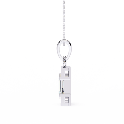 1.10 CTW Emerald-Cut Bar Lab-Grown Diamond Pendant Necklace in 14K Gold & Platinum