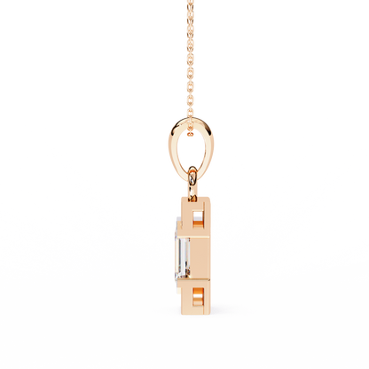 1.10 CTW Emerald-Cut Bar Lab-Grown Diamond Pendant Necklace in 14K Gold & Platinum