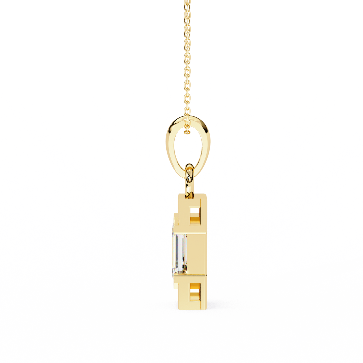 1.10 CTW Emerald-Cut Bar Lab-Grown Diamond Pendant Necklace in 14K Gold & Platinum