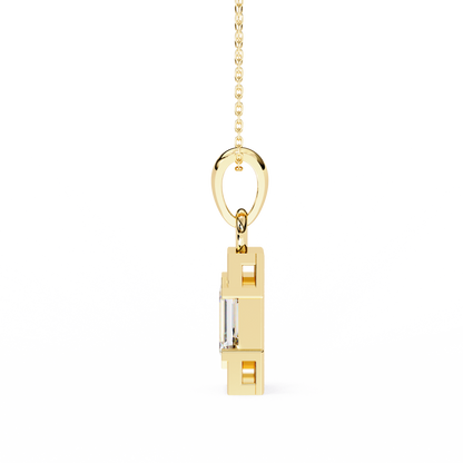1.10 CTW Emerald-Cut Bar Lab-Grown Diamond Pendant Necklace in 14K Gold & Platinum
