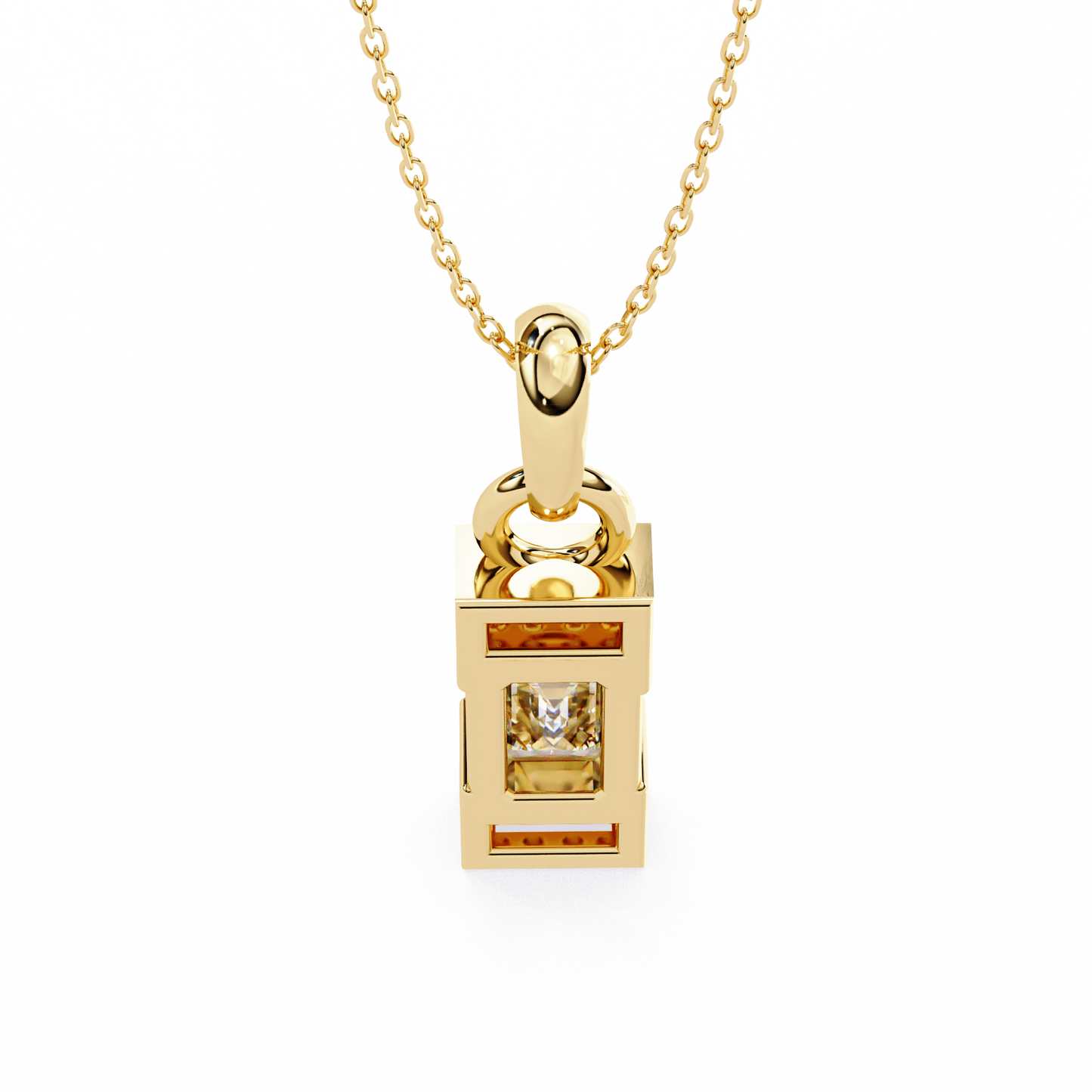 1.10 CTW Emerald-Cut Bar Lab-Grown Diamond Pendant Necklace in 14K Gold & Platinum