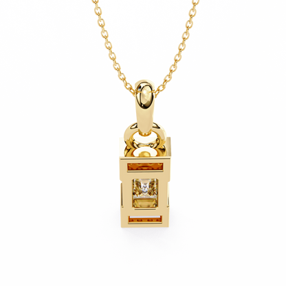 1.10 CTW Emerald-Cut Bar Lab-Grown Diamond Pendant Necklace in 14K Gold & Platinum