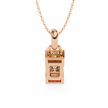 1.10 CTW Emerald-Cut Bar Lab-Grown Diamond Pendant Necklace in 14K Gold & Platinum