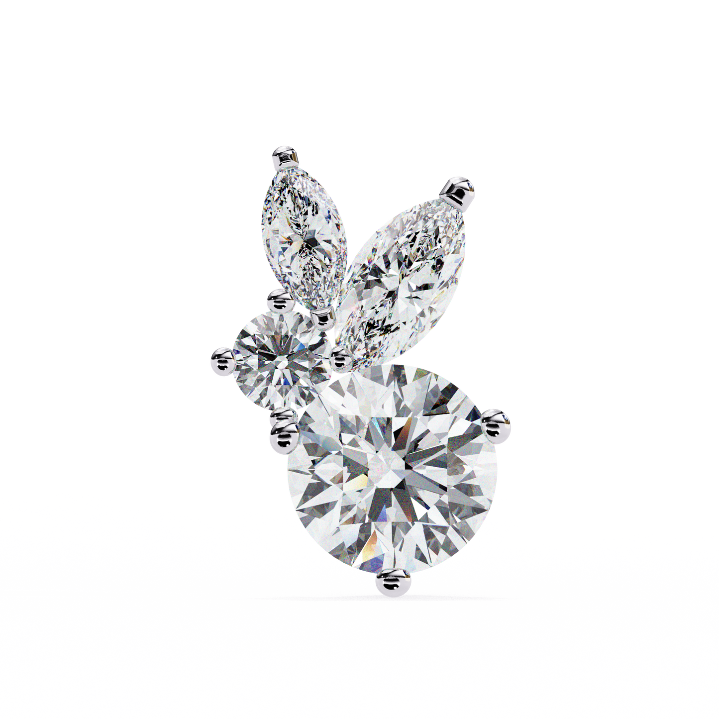 1.43 CTW Round & Marquise Lab-Grown Diamond Botanical Cluster Stud Earrings in 14K Gold