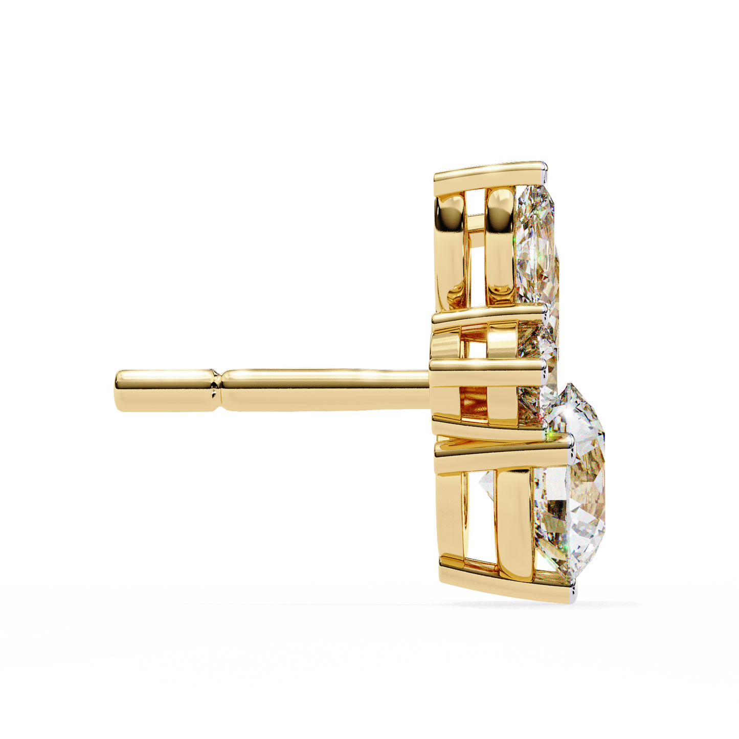 1.43 CTW Round & Marquise Lab-Grown Diamond Botanical Cluster Stud Earrings in 14K Gold