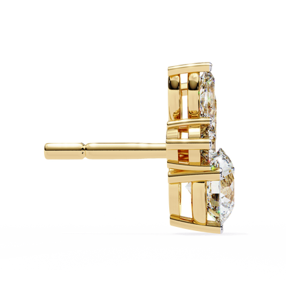 1.43 CTW Round & Marquise Lab-Grown Diamond Botanical Cluster Stud Earrings in 14K Gold