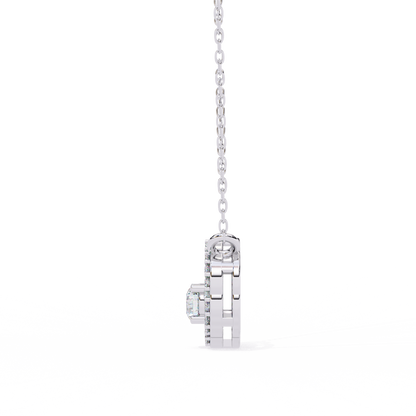 0.30 CTW G Initial Halo Lab-Grown Diamond Necklace in 14K Gold & Platinum