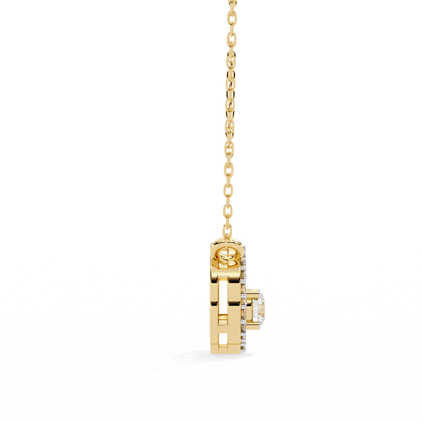 0.30 CTW G Initial Halo Lab-Grown Diamond Necklace in 14K Gold & Platinum