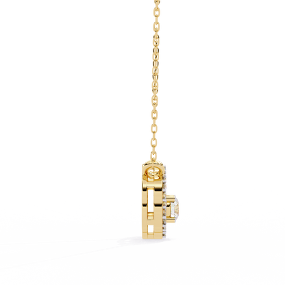 0.30 CTW G Initial Halo Lab-Grown Diamond Necklace in 14K Gold & Platinum