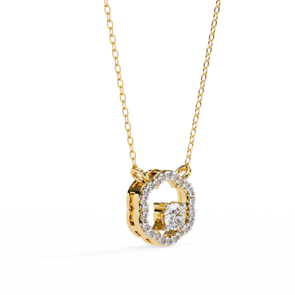 0.30 CTW G Initial Halo Lab-Grown Diamond Necklace in 14K Gold & Platinum