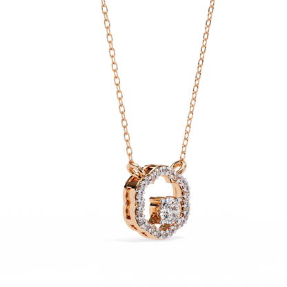 0.30 CTW G Initial Halo Lab-Grown Diamond Necklace in 14K Gold & Platinum
