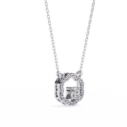 0.30 CTW G Initial Halo Lab-Grown Diamond Necklace in 14K Gold & Platinum