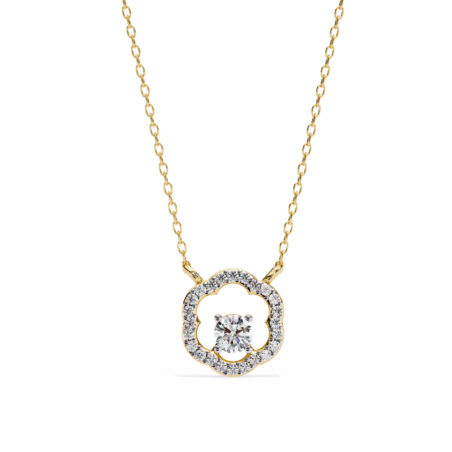 0.30 CTW G Initial Halo Lab-Grown Diamond Necklace in 14K Gold & Platinum
